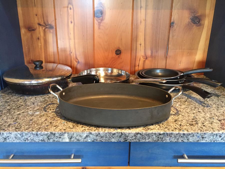 Skillet Pan Lot - Revere Ware, Macy's Grand Prix Tools Of The Trade, Commercial Aluminum Cookware [Photo 4]