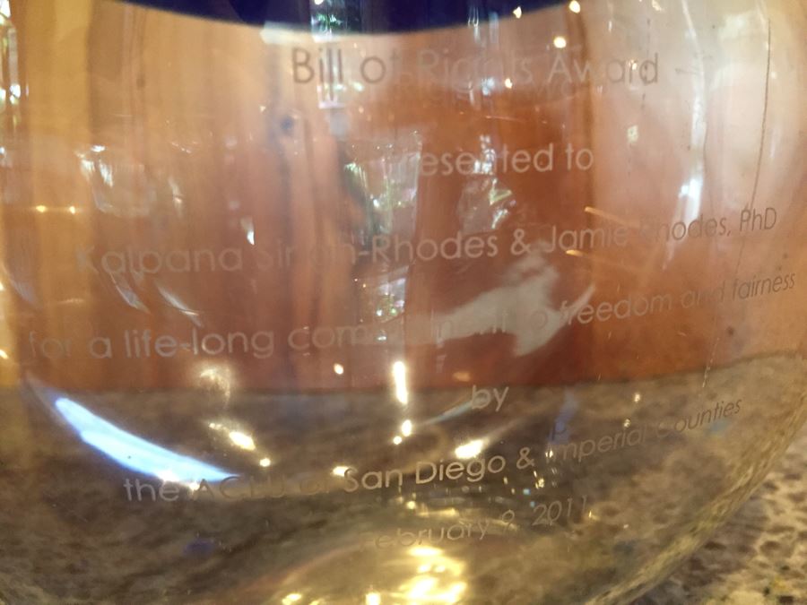 ACLU Glass Vase Bill Of Rights Award Presented To Kalpana & Jamie Rhodes February 9, 2011 [Photo 7]