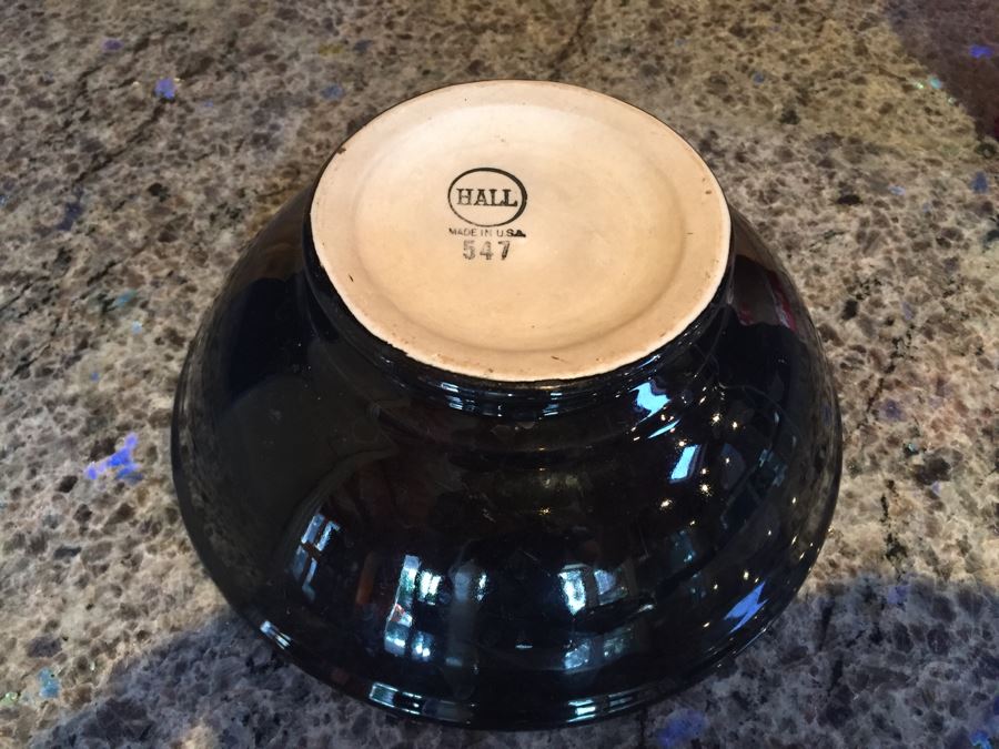 Black HALL China Footed Bowl Made In USA 547 [Photo 5]