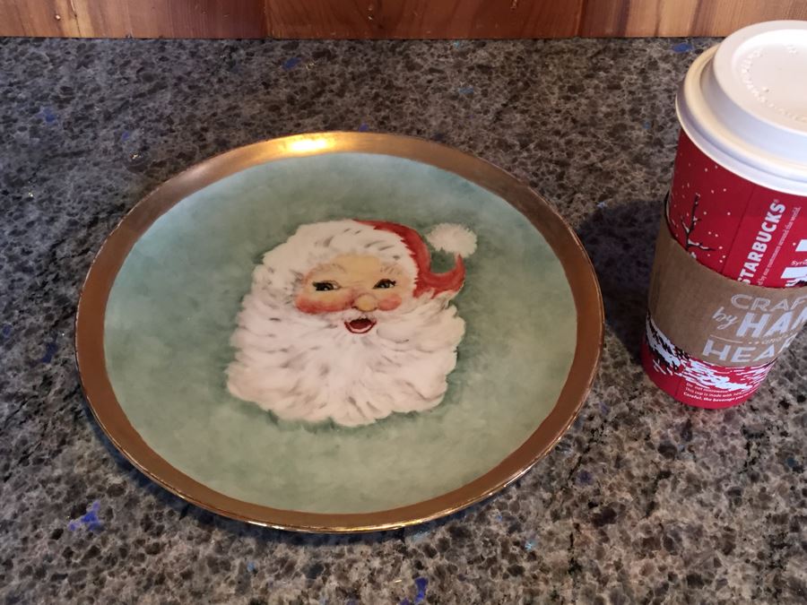 Vintage 1968 Hand Painted Santa Claus Plate Signed [Photo 1]