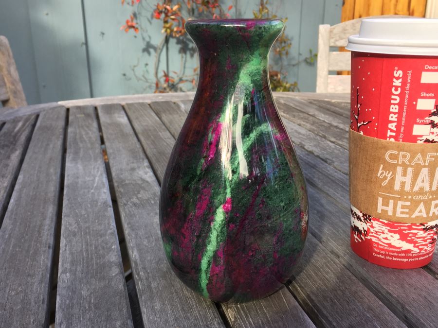 Stunning Colored Stone Turned Vase [Photo 11]