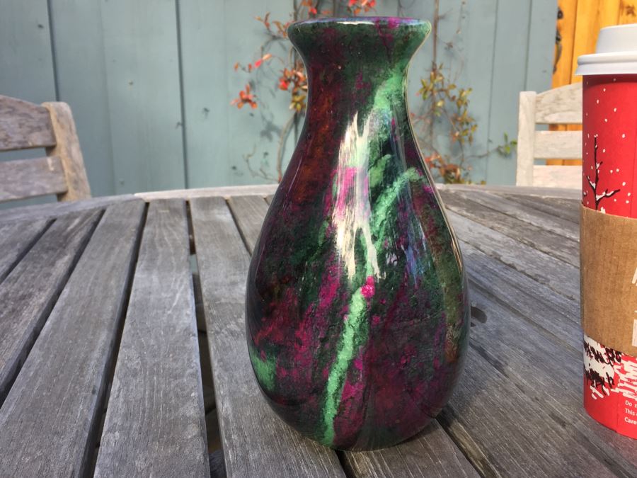 Stunning Colored Stone Turned Vase [Photo 4]
