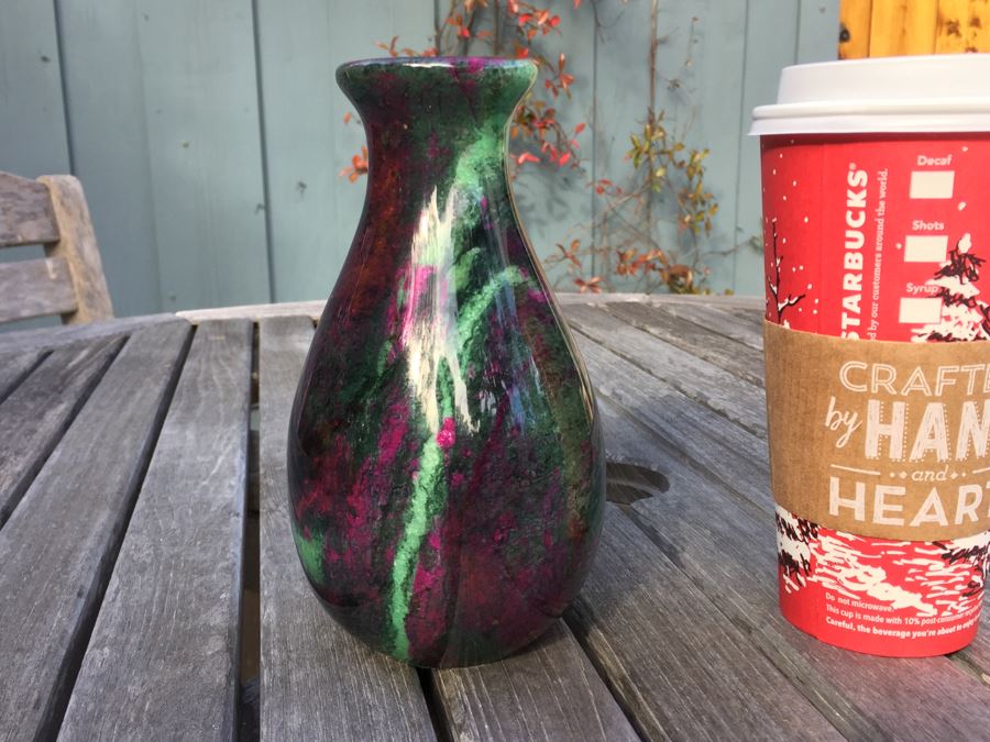 Stunning Colored Stone Turned Vase [Photo 1]