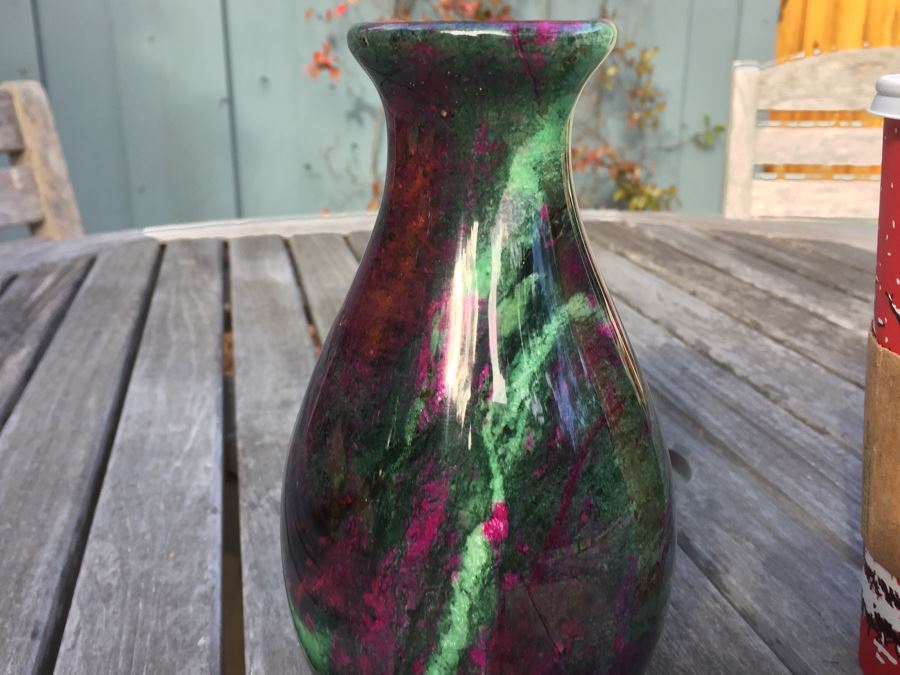 Stunning Colored Stone Turned Vase [Photo 5]
