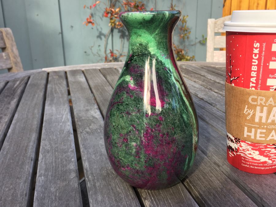 Stunning Colored Stone Turned Vase [Photo 9]