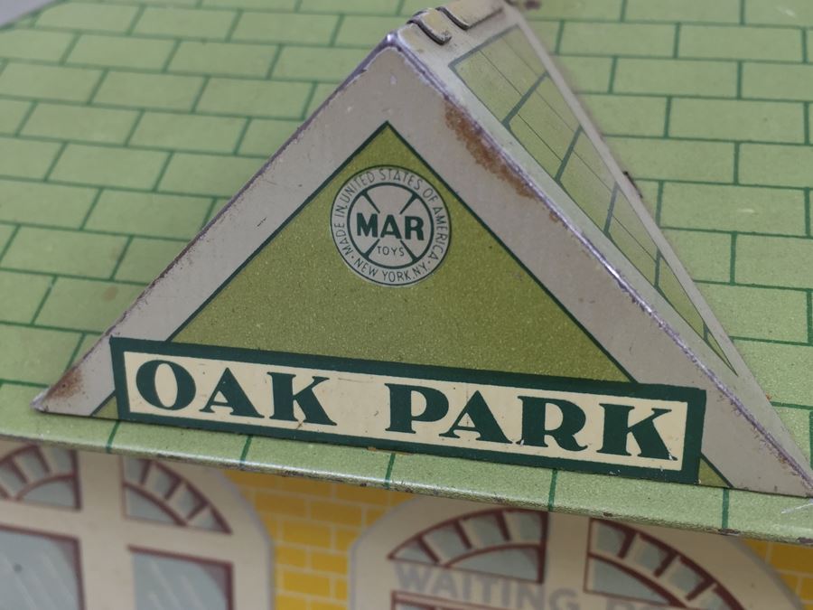 Vintage Marx Toys Tin Litho Oak Park Train Station Sound [Photo 4]