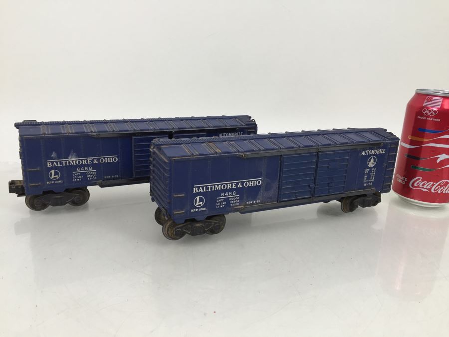 Pair Of Lionel 6468 Box Car Baltimore & Ohio Trains O Gauge [Photo 1]