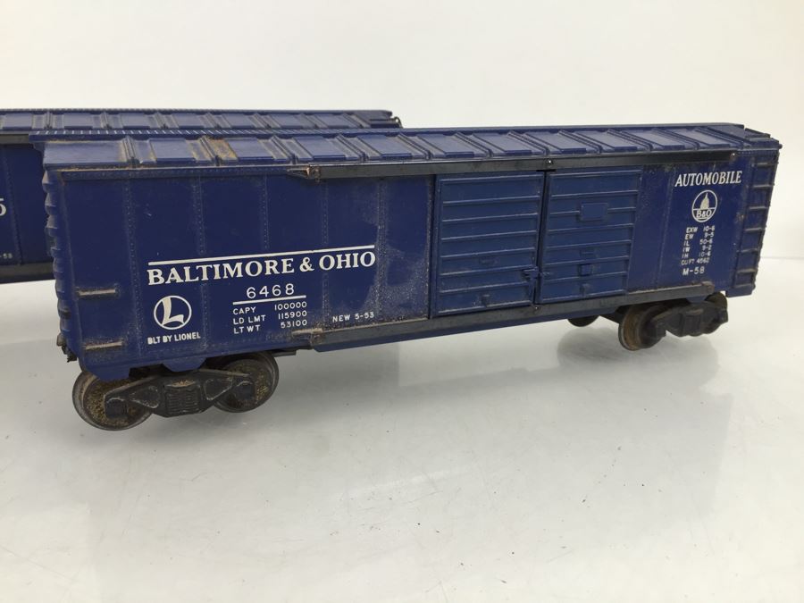 Pair Of Lionel 6468 Box Car Baltimore & Ohio Trains O Gauge [Photo 2]