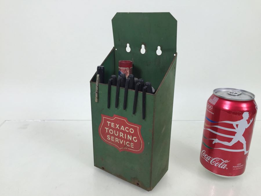 Vintage Texaco Touring Service Wall Mount Holder Green And Red With White Lettering [Photo 7]