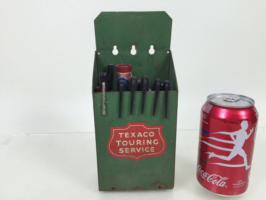 Vintage Texaco Touring Service Wall Mount Holder Green And Red With White Lettering [Photo 1]