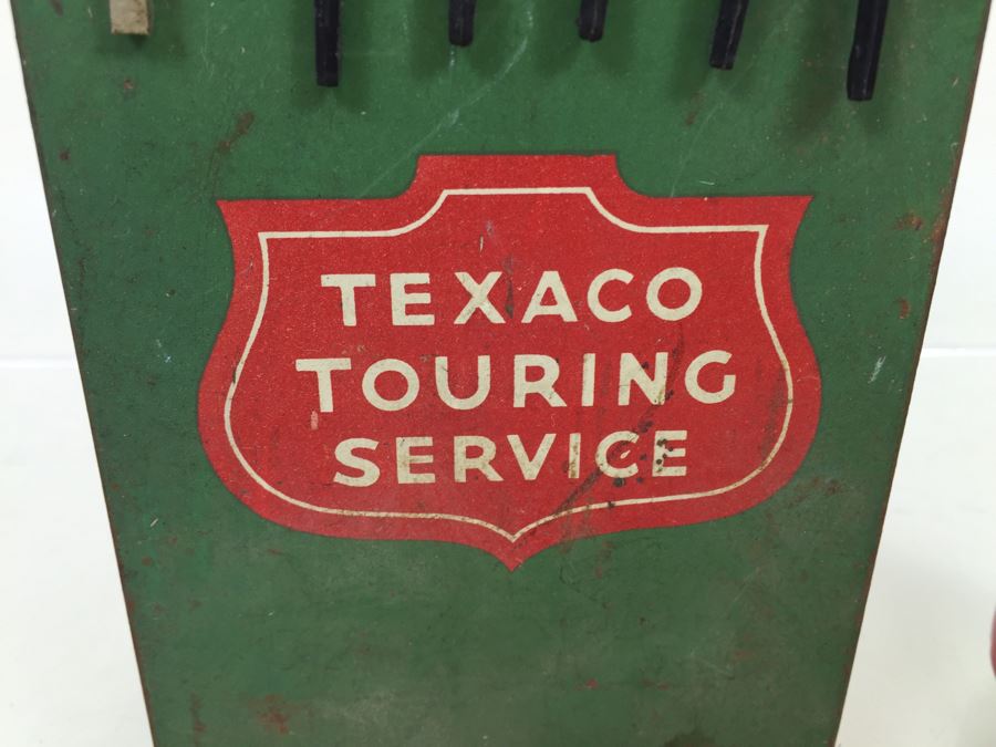 Vintage Texaco Touring Service Wall Mount Holder Green And Red With White Lettering [Photo 3]