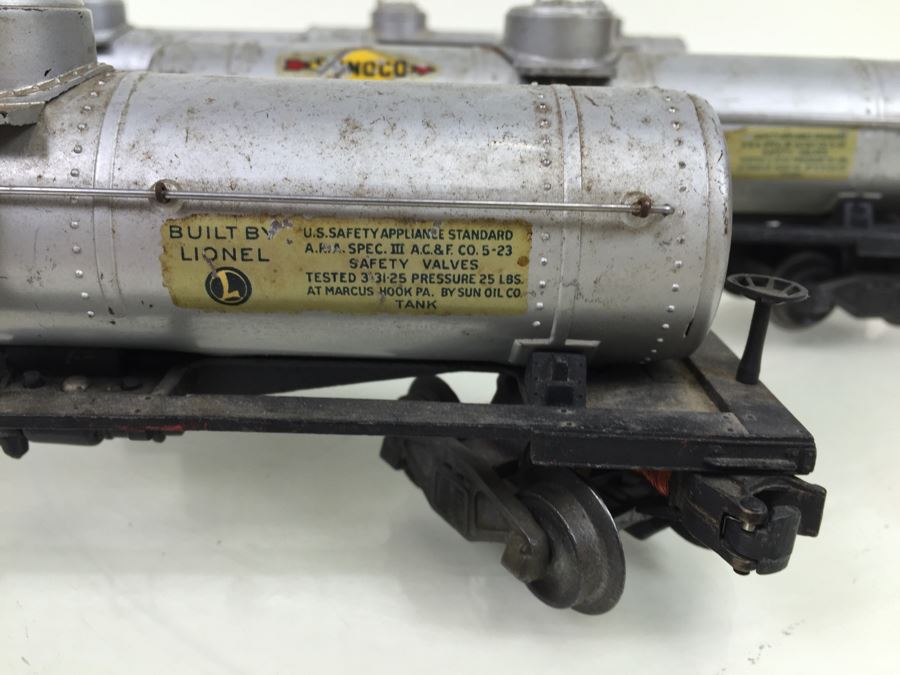 Vintage Set Of 4 Lionel O Gauge Sunoco Gasoline Tanker Trains [Photo 6]