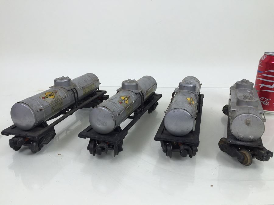 Vintage Set Of 4 Lionel O Gauge Sunoco Gasoline Tanker Trains [Photo 3]