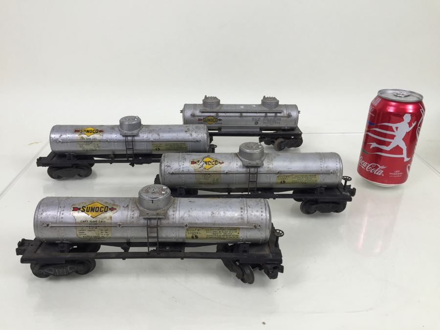 Vintage Set Of 4 Lionel O Gauge Sunoco Gasoline Tanker Trains [Photo 1]