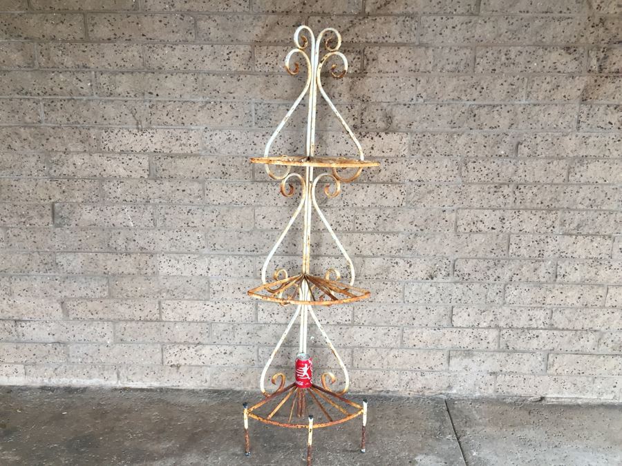 Shabby Chic Corner Garden Etagere Wrought Iron Plant Stand [Photo 4]