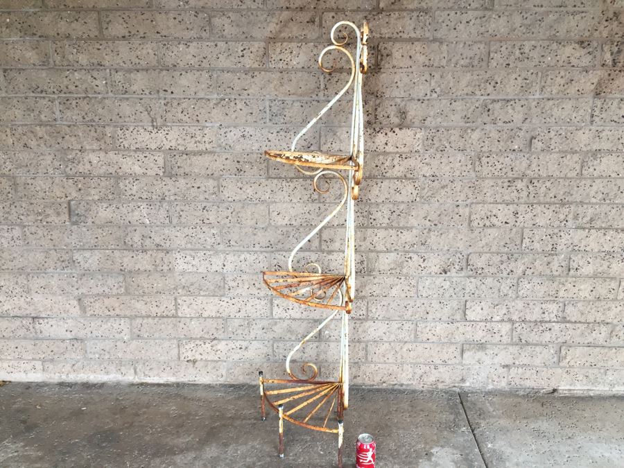 Shabby Chic Corner Garden Etagere Wrought Iron Plant Stand [Photo 7]