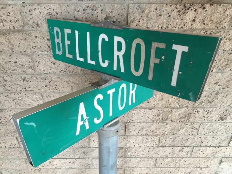 Vintage Green Street Sign Corner Of Bellcroft And Astor From Lake Forest, California [Photo 6]