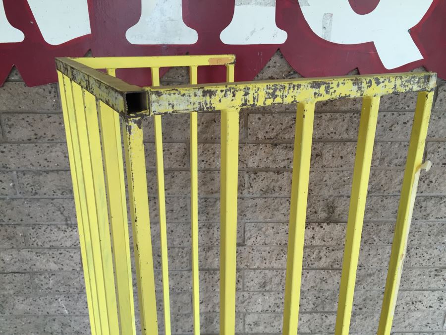 Vintage Industrial Yellow Metal Vertical Rolling Cart [Photo 6]