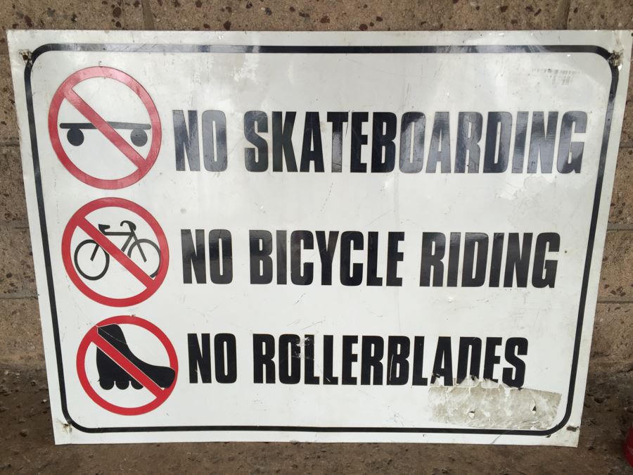 No Skateboarding Bicycle Riding Rollerblades Sign