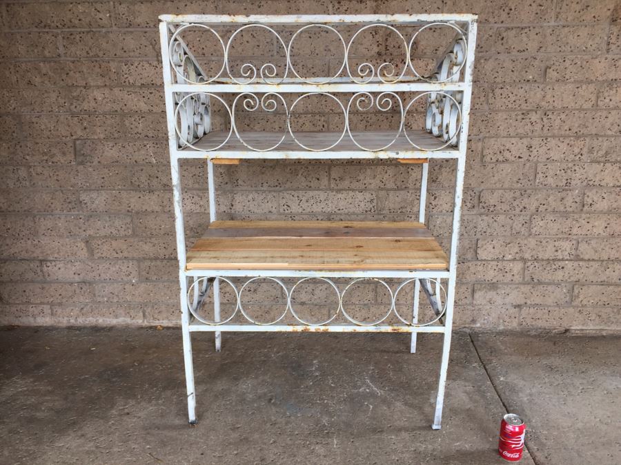 Vintage Shabby Chic Metal Garden Rack Stand Shelf [Photo 7]