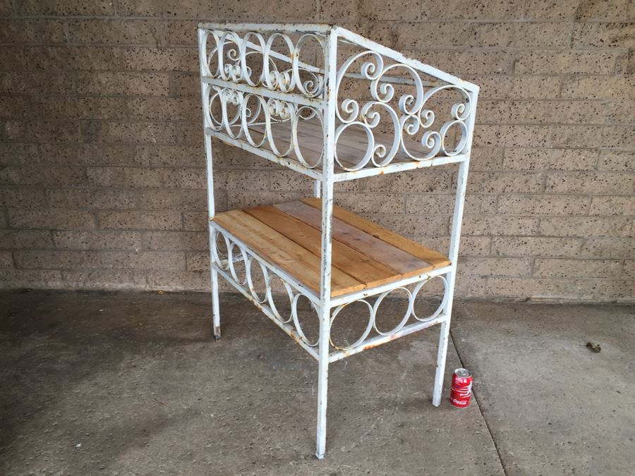 Vintage Shabby Chic Metal Garden Rack Stand Shelf [Photo 8]
