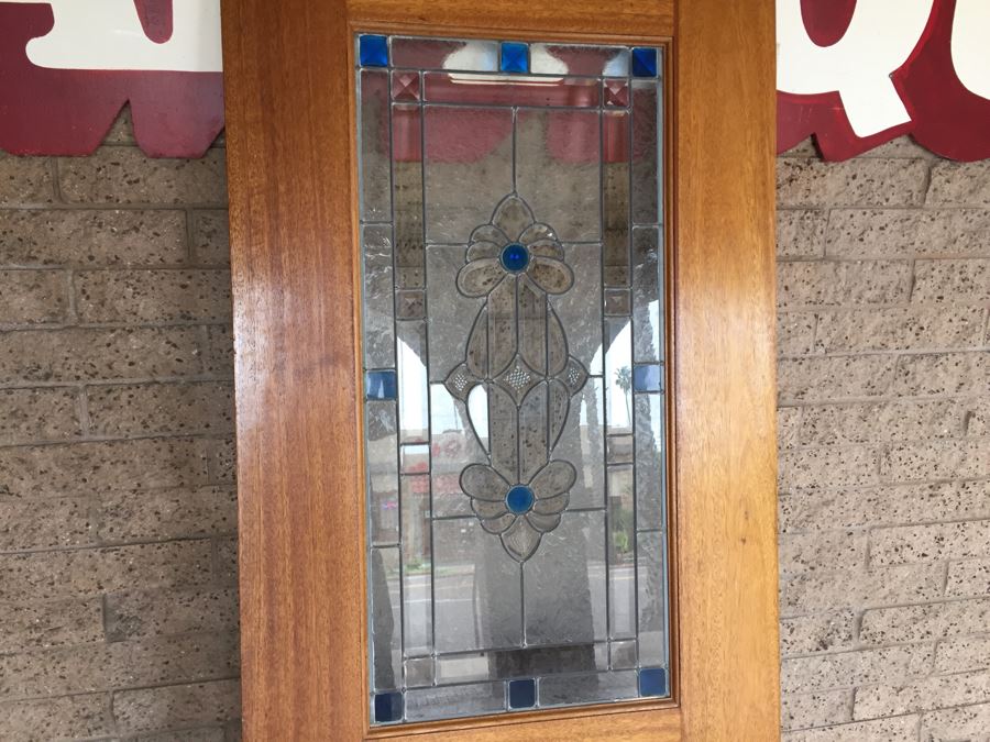 Stunning Heavy Solid Wood Panel Door With Stained Glass [Photo 14]