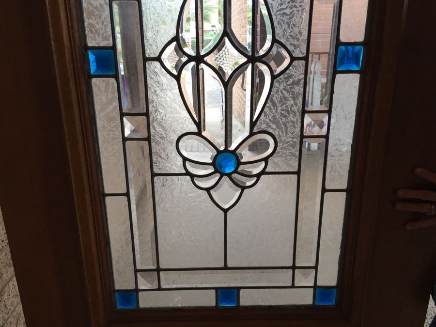 Stunning Heavy Solid Wood Panel Door With Stained Glass [Photo 12]