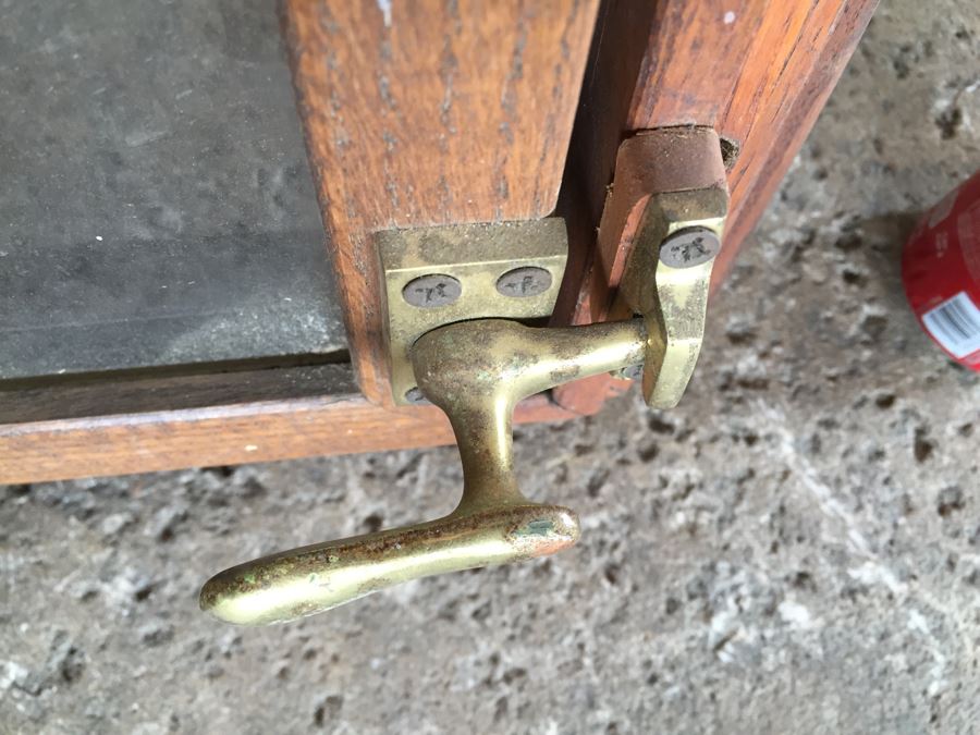 Large Stained Glass Hinged Window With Wooden Frame Peacock Motif [Photo 12]