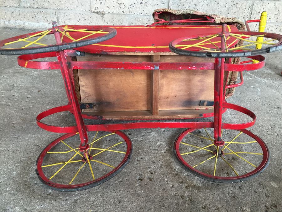 Vintage Child's Wood And Metal Baby Toy Stroller [Photo 11]