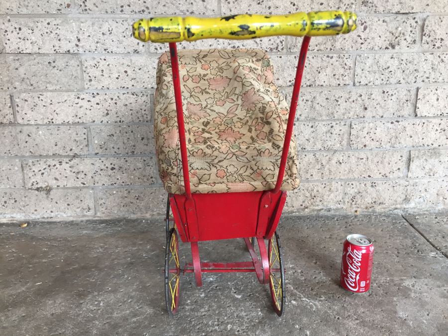 Vintage Child's Wood And Metal Baby Toy Stroller [Photo 7]