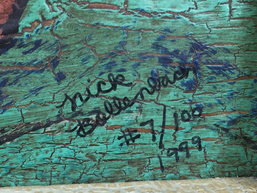 Contemporary 1999 Original Folk Art Painting Hand Signed By Nick Bollenbach In Antique Frame [Photo 6]