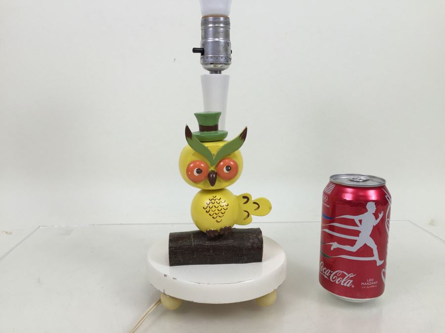 Vintage Wooden Owl Table Lamp By Nursery Plastics Inc