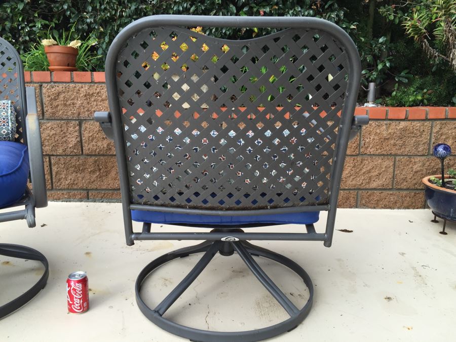 Pair Of Outdoor Swivel Chairs By Hampton Bay With Seat Cushions [Photo 5]