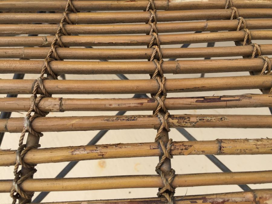 Set Of 3 Vintage Metal And Bamboo Bar Stool Chairs With Cushions [Photo 8]