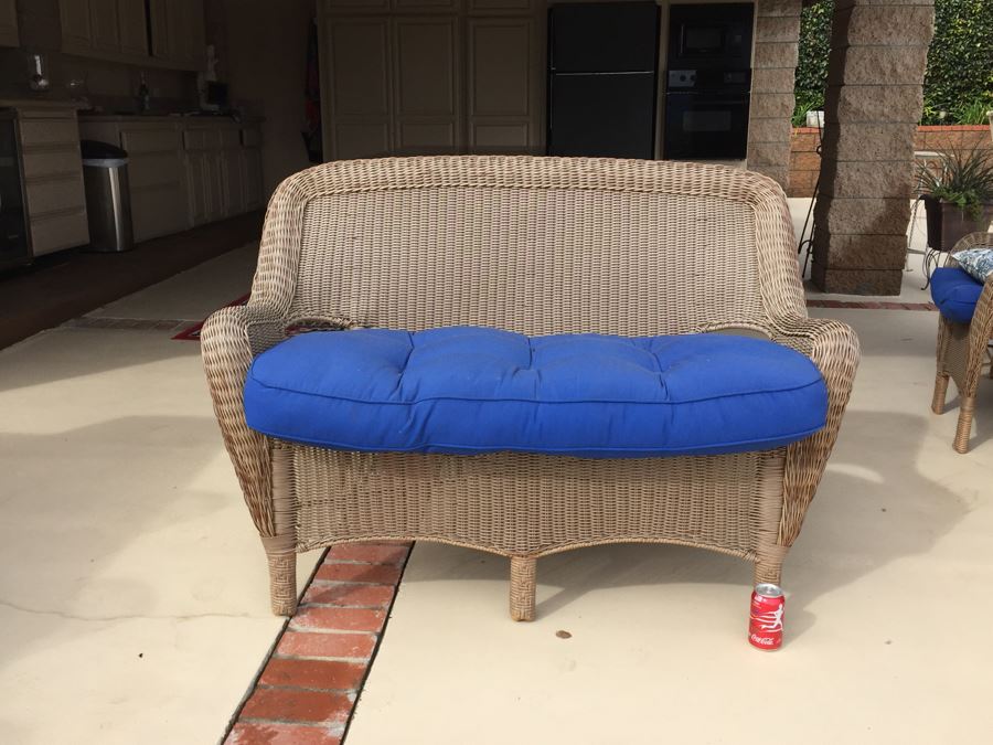Faux Wicker Outdoor Loveseat Sofa By Hampton Bay [Photo 4]