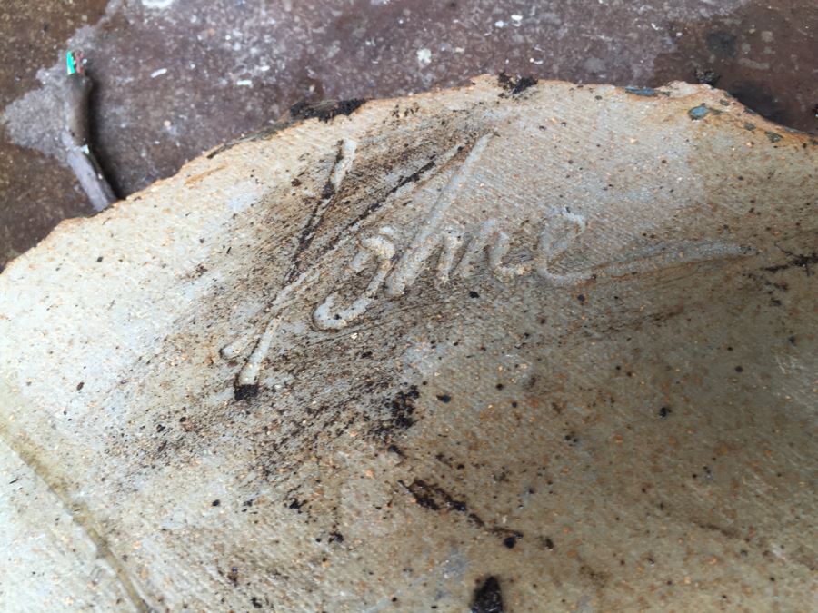 Outdoor Garden Table With Blue English Bench Vice, Various Pots And Partial Weather Vane [Photo 15]