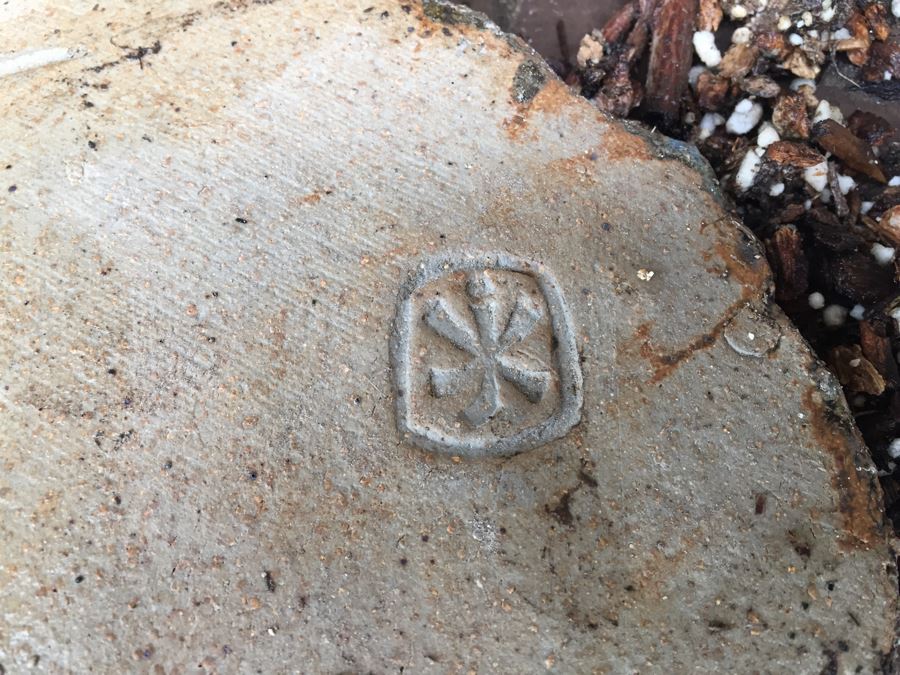 Outdoor Garden Table With Blue English Bench Vice, Various Pots And Partial Weather Vane [Photo 14]