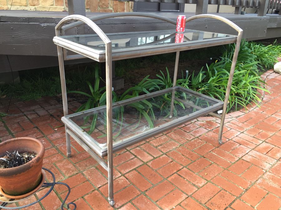 Outdoor Metal And Glass Garden Bench [Photo 5]