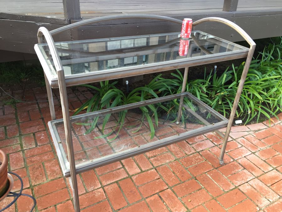 Outdoor Metal And Glass Garden Bench [Photo 4]
