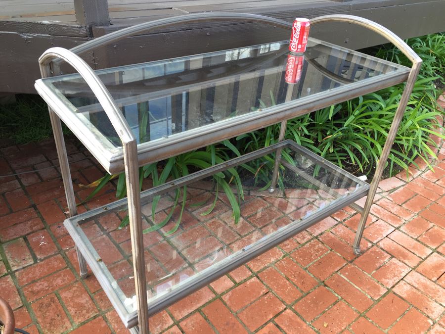 Outdoor Metal And Glass Garden Bench [Photo 2]