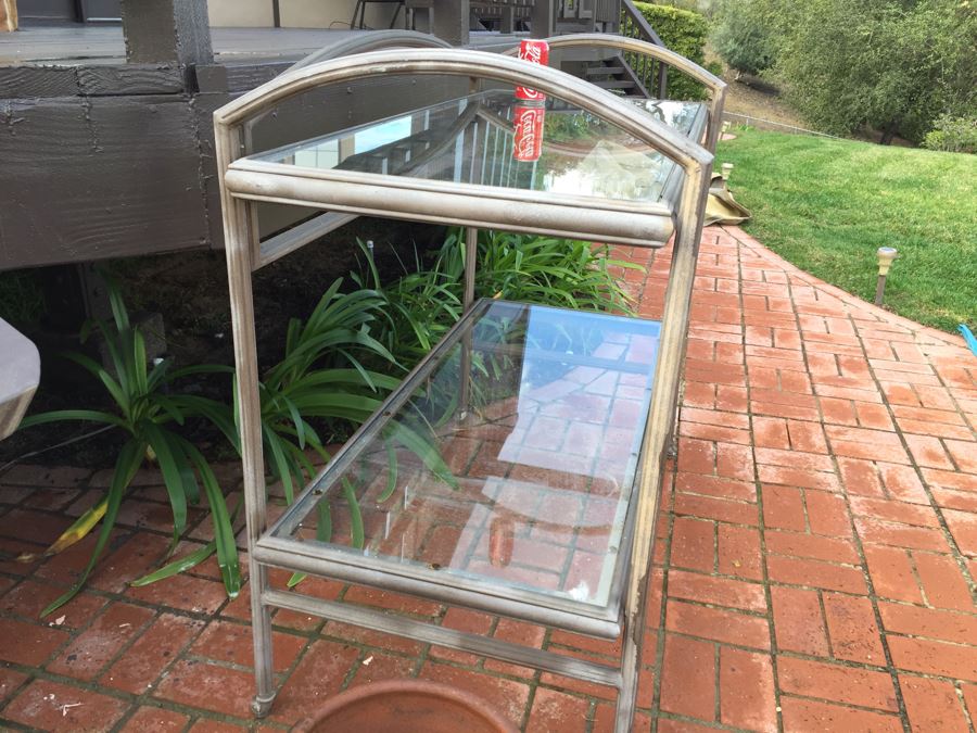 Outdoor Metal And Glass Garden Bench [Photo 3]