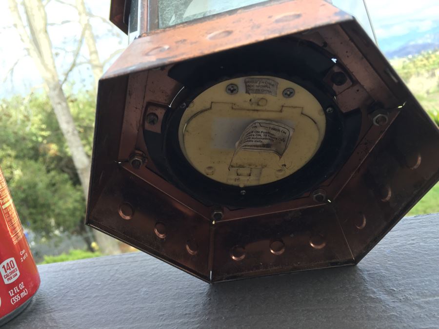Contemporary Battery Powered Copper And Glass Outdoor Lantern Light [Photo 3]