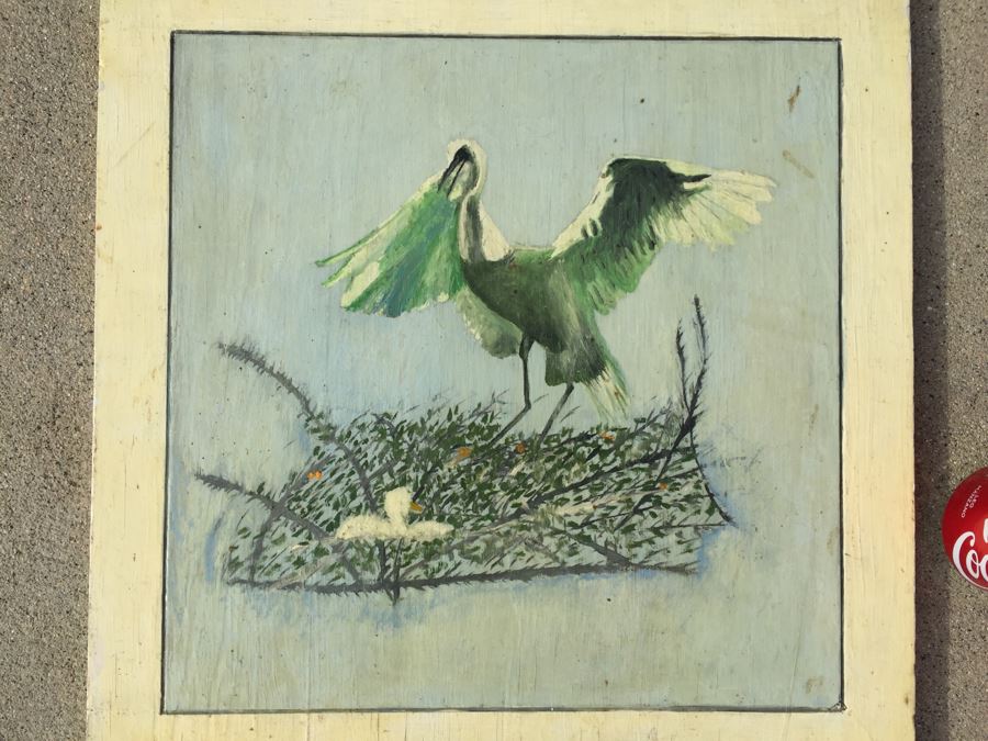 Snowy Egret Painting On Board [Photo 2]