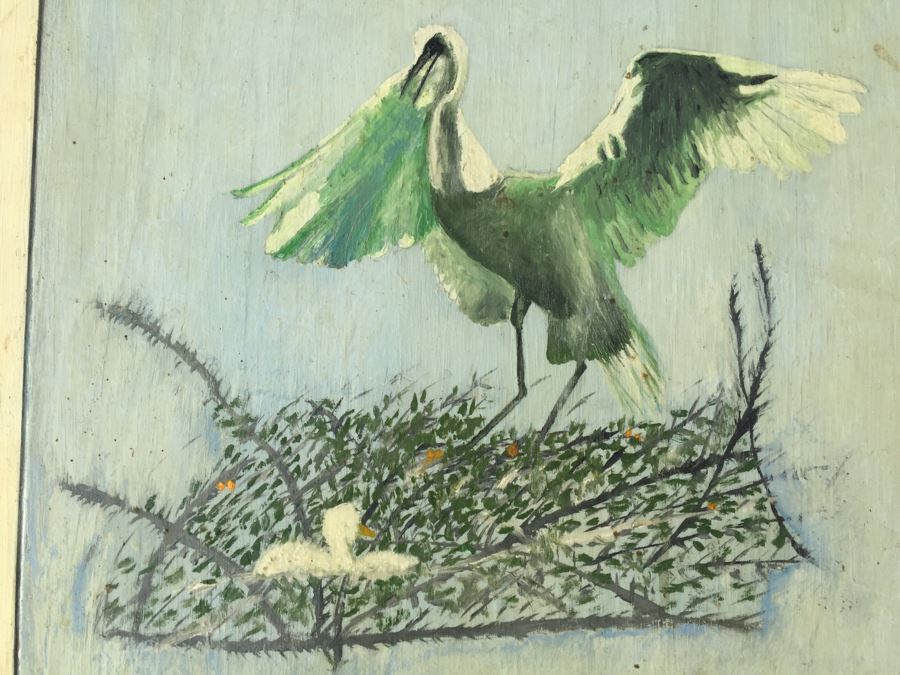 Snowy Egret Painting On Board [Photo 3]