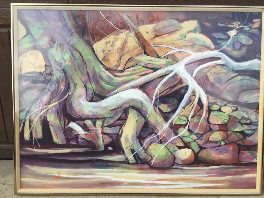 Original Painting Of Sycamore Tree Roots Signed VOSS [Photo 2]