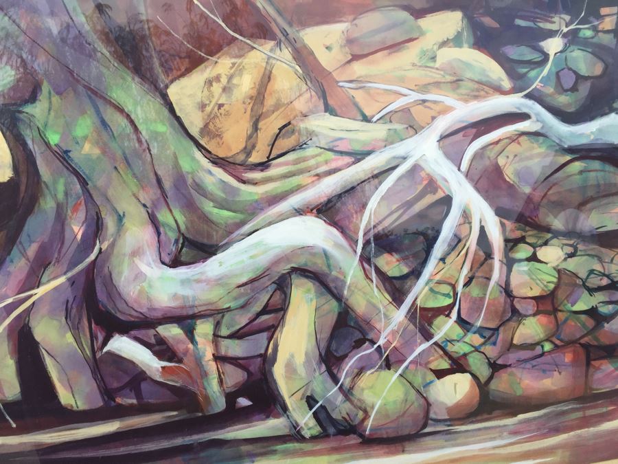 Original Painting Of Sycamore Tree Roots Signed VOSS [Photo 6]