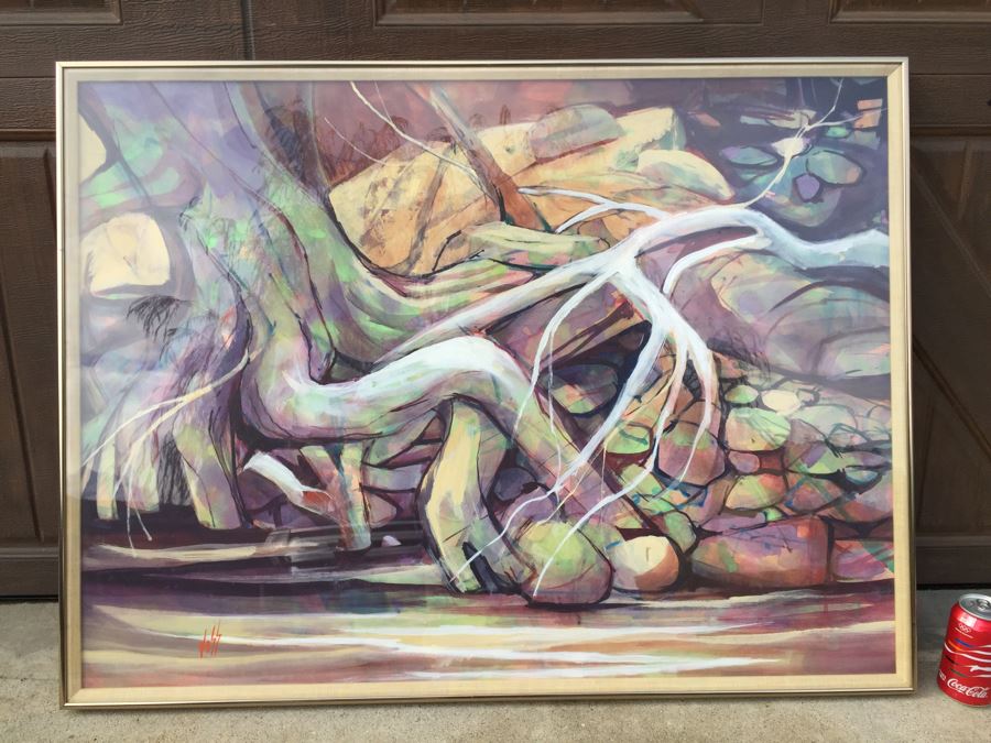 Original Painting Of Sycamore Tree Roots Signed VOSS [Photo 4]