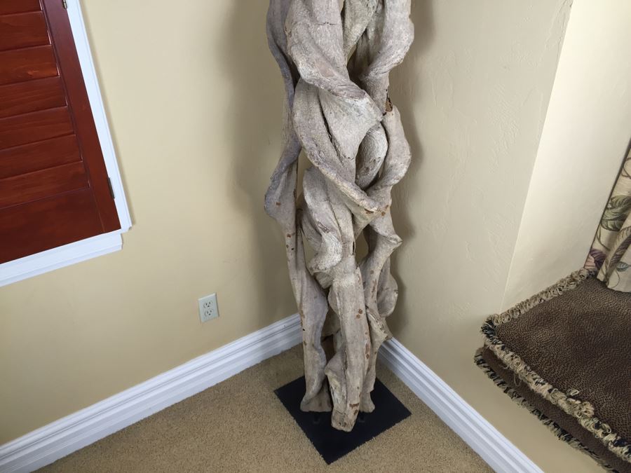 Tall Intertwined Real Dried Cactus Sculpture Supported By Metal Base And Rods [Photo 2]