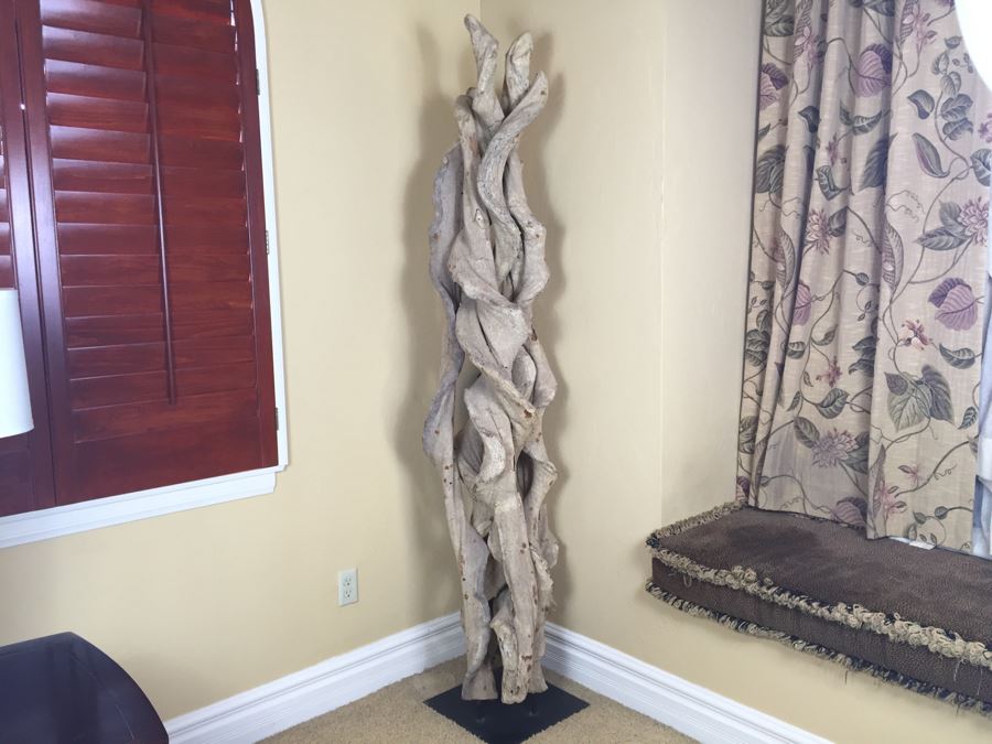 Tall Intertwined Real Dried Cactus Sculpture Supported By Metal Base And Rods [Photo 4]