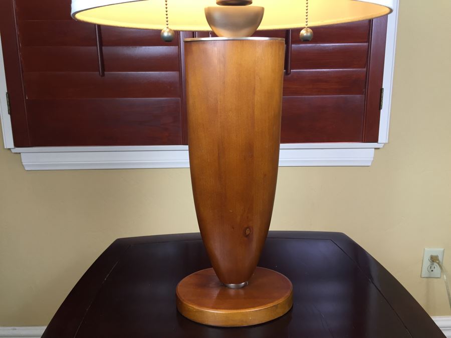 Modernist Wood And Metal Table Lamp [Photo 2]